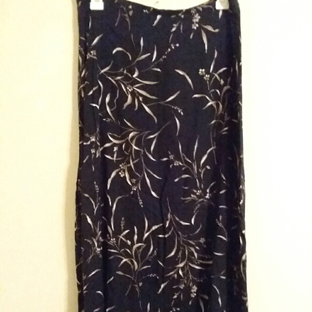 Black floral midi skirt